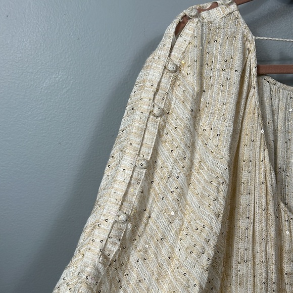 Free People Little Shine Ivory Sequined Tunic size Large - Picture 12 of 16